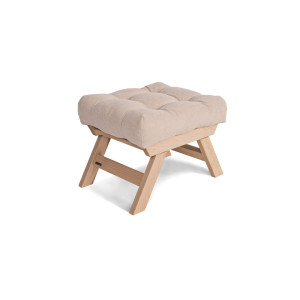 Pufa WoodMan Allegro kremowa z drewna bukowego 00485-1