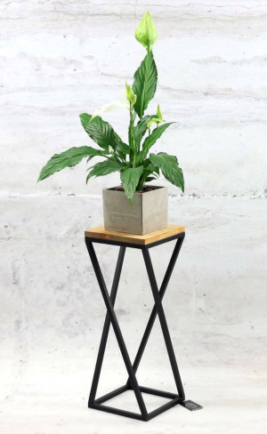Kwietnik metalowy JAKPOL TAVOLO 60 cm czarny mat loft stojak na rośliny