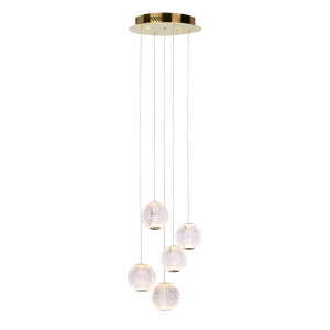 Złota Lampa Wisząca Rosario LED