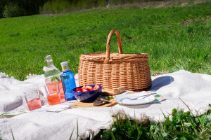 Zamykany wiklinowy koszyk piknikowo/zakupowy - eco - handmade