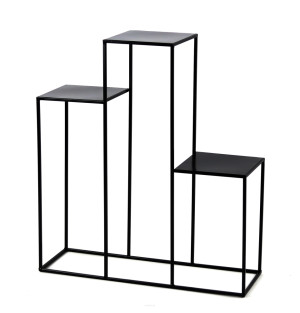 Kwietnik metalowy JAKPOL stojak na 3 donice 80 cm czarny loft