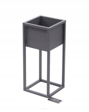 Kwietnik metalowy podłogowy JAKPOL CUBO 50 cm szary mat loft