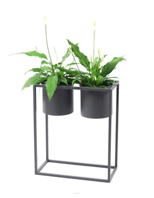 Kwietnik metalowy JAKPOL z 2 donicami UGO 60x50 cm szary antracytowy