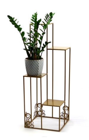 Kwietnik metalowy JAKPOL na 4 donice 110 cm złoty mat loft 1538