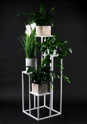 Kwietnik metalowy JAKPOL METALLO biały loft 112 cm 4 doniczki