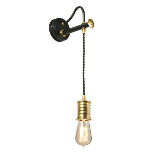 Douille 1 Light Kinkiet - Czarny/Polerowany Mosiądz Elstead
