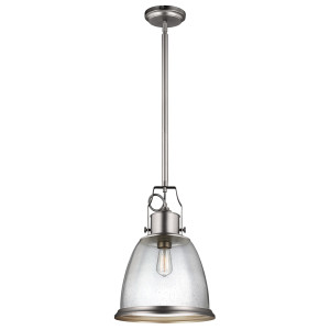 Duża lampa wisząca Hobson 1 Light nikiel satynowy Elstead