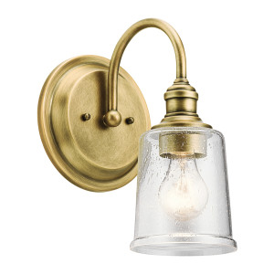 Lampa ścienna Waverly 1 Light – naturalny mosiądz Elstead