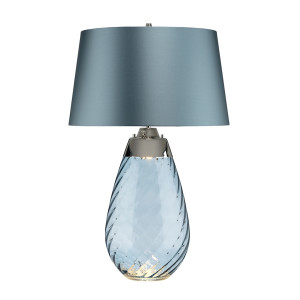 Lena 2 Jasna Duża Niebieska Lampa Stołowa Elstead
