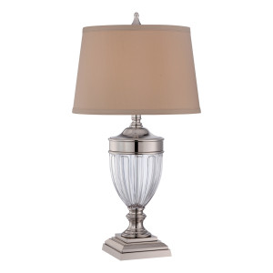 Lampa stołowa Dennison 1 – polerowany nikiel Elstead