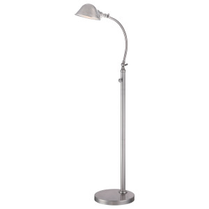 Lampa podłogowa LED Thompson ze szczotkowanego niklu Elstead
