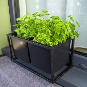 Kwietnik metalowy JAKPOL na 3 rośliny loft czarny mat 39x20x20 cm