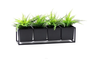 Kwietnik metalowy JAKPOL loft czarny mat 75x20x20 cm na 4 rośliny