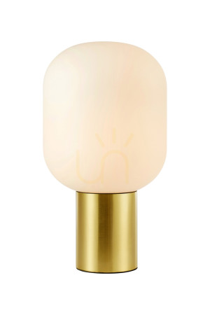 Lampa stołowa Markslojd Brooklyn 107868 biała mosiądz szczotkowany 44 cm