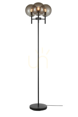 Lampa podłogowa Markslojd CROWN 3 czarna przydymione szkło 107947