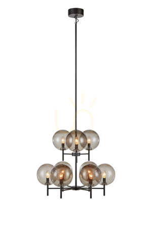 Lampa wisząca Markslojd Crown 9L 107921 czarna przydymione szkło 73 cm