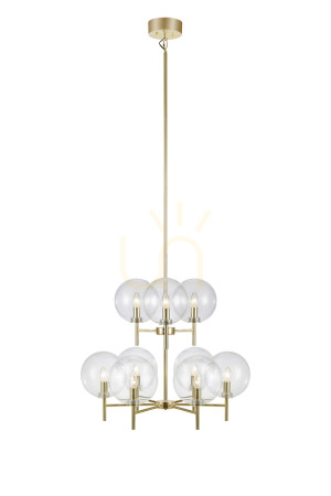 Lampa wisząca Markslojd Crown 9-punktowa mosiądz szkło transparentne 107920