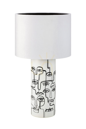 Lampa stołowa Markslojd Family 108246 biała ceramiczna z aksamitnym kloszem