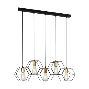 Czarna Lampa Wisząca Aina E27 5-punktowa