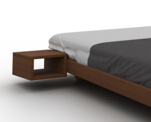 Stolik nocny wiszący WoodMan Carre orzech lite drewno bukowe WUA-01487