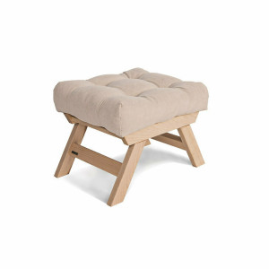 Pufa WoodMan Allegro z drewna bukowego, kremowa, WUA-00485
