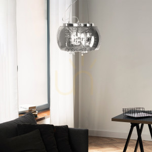 Lampa szklana przydymione lustro krople wody 50cm