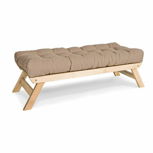 Ławka tapicerowana WoodMan Allegro beżowa, drewno bukowe, 140 cm, SKU 00945-1