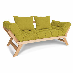 Sofa rozkładana WoodMan Allegro bukowa zielona WUA-00379