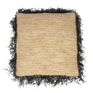 Raffia Cushion Cover Square - Natural Black - 60x60