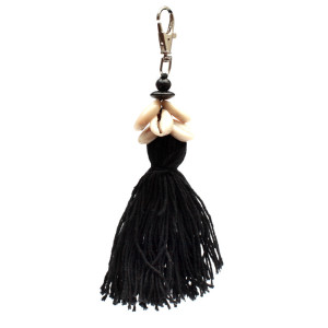 Cowrie Tassel Keychain - Black