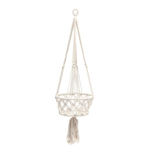 Macrame Plant Holder - White - L