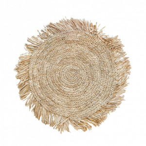 Fringe Raffia Placemat Round - Natural
