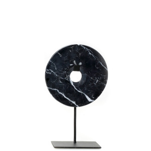 Marble Disc on Stand - Black - M