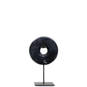 Marble Disc on Stand - Black - S