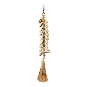 Raffia Fishbone Keychain - Natural White
