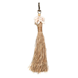 Raffia Cowrie Shell Keychain