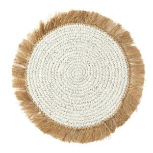 Water Hyacinth Raffia Placemat - White Natural