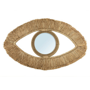 Raffia Eye Mirror - Natural - M