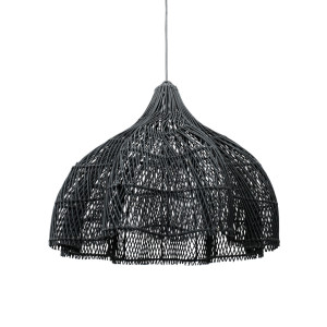 Czarna lampa do kuchni - The Whipped M, E27, Rattan