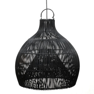 Lampa wisząca czarna pleciona - The Lobster Trap L, E27, Rattan