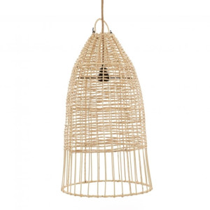 Lampa do jadalni - The Elba M, rattan, E27, pleciona lampa w stylu boho