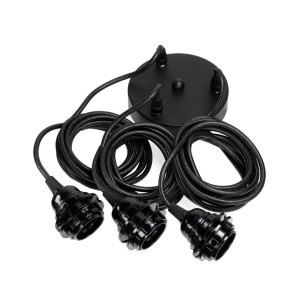 Lampa wisząca BAZAR BIZAR Cable Fittings czarna bawełniana 3 punkty 250 cm