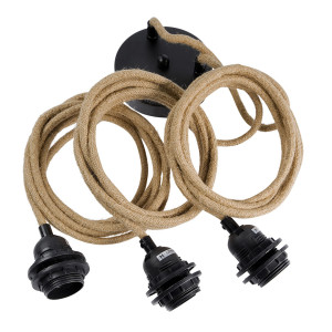 Lampa wisząca BAZAR BIZAR Cable Fittings Natural Bawełna 3 punkty 250 cm