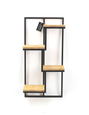 Kwietnik ścienny JAKPOL 80 cm czarny metal drewno dąb loft