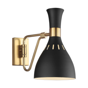Lampa ścienna Joan 1 Light – nocna czerń i polerowany mosiądz Elstead