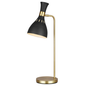 Lampa stołowa Joan 1 – nocna czerń i polerowany mosiądz Elstead