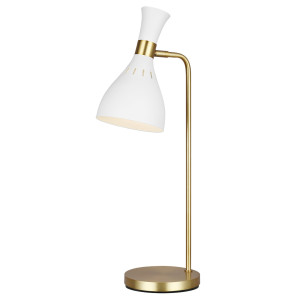 Lampa stołowa Joan 1 – matowa biel i polerowany mosiądz Elstead