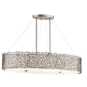 Silver Coral 4 Light Oval Island Light Elstead