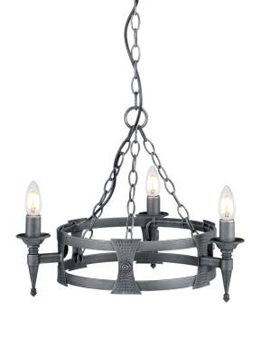 Żyrandol Saxon 3 Light - Czarny/Srebrny Elstead
