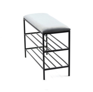 Półka na buty JAKPOL z siedziskiem metalowa czarna 75x54 cm loft